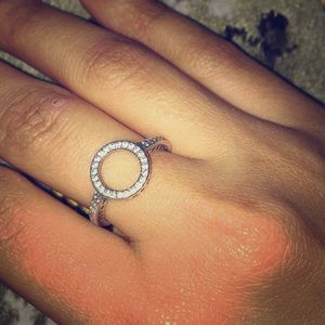 Silver crystal stainless steel ring